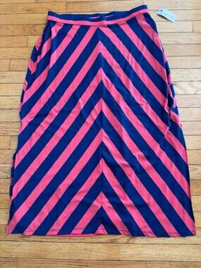 Jessica Simpson 2X Pink Blue Chevron Stripe Maxi Skirt Stretch NWT Plus Size